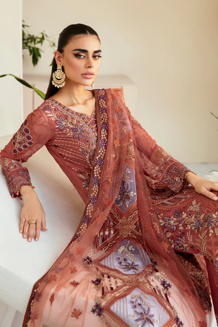 Ramsha Dastoor 3 Piece Chiffon Dress P109 - Image 4