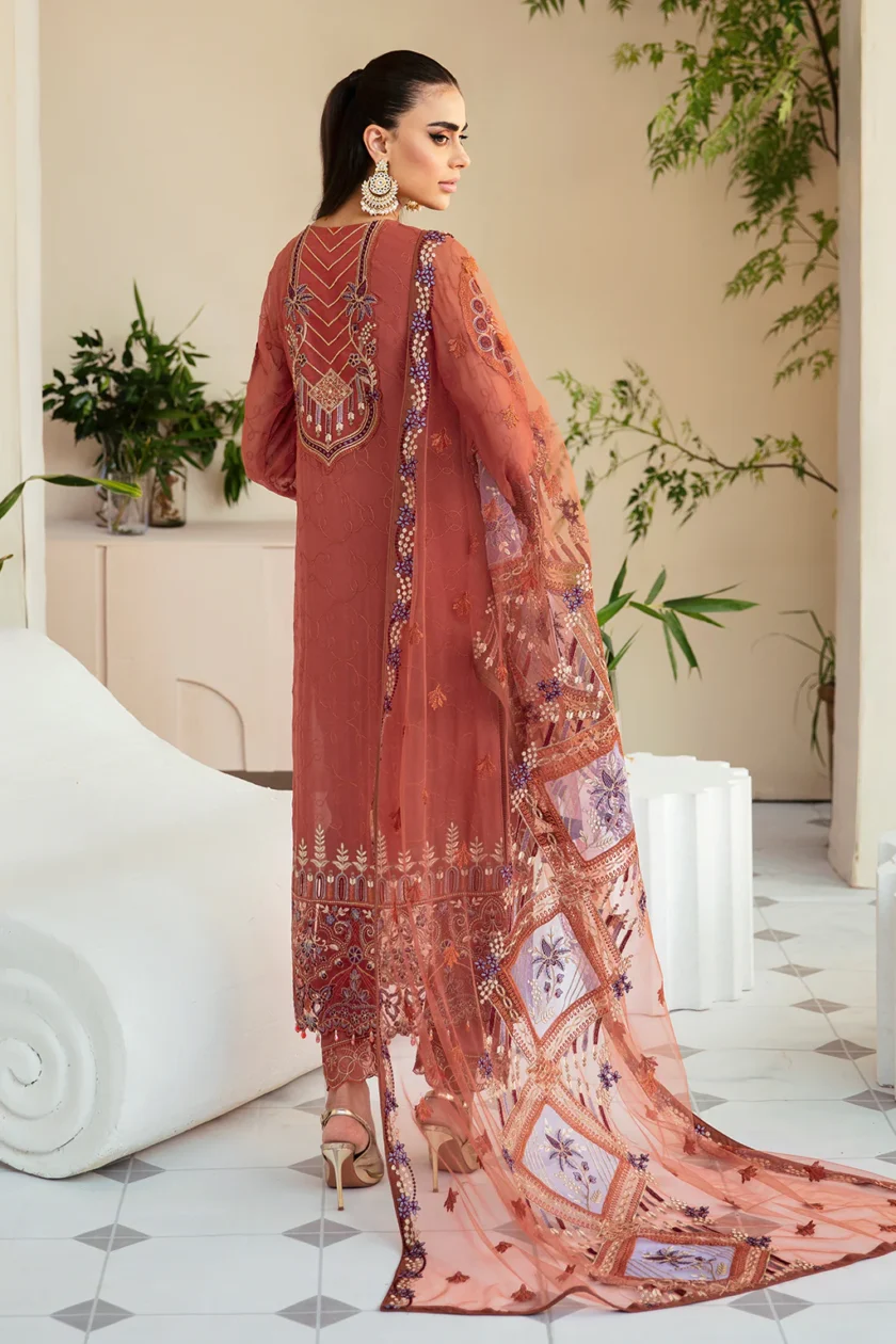 Ramsha Dastoor 3 Piece Chiffon Dress P109 - Image 5