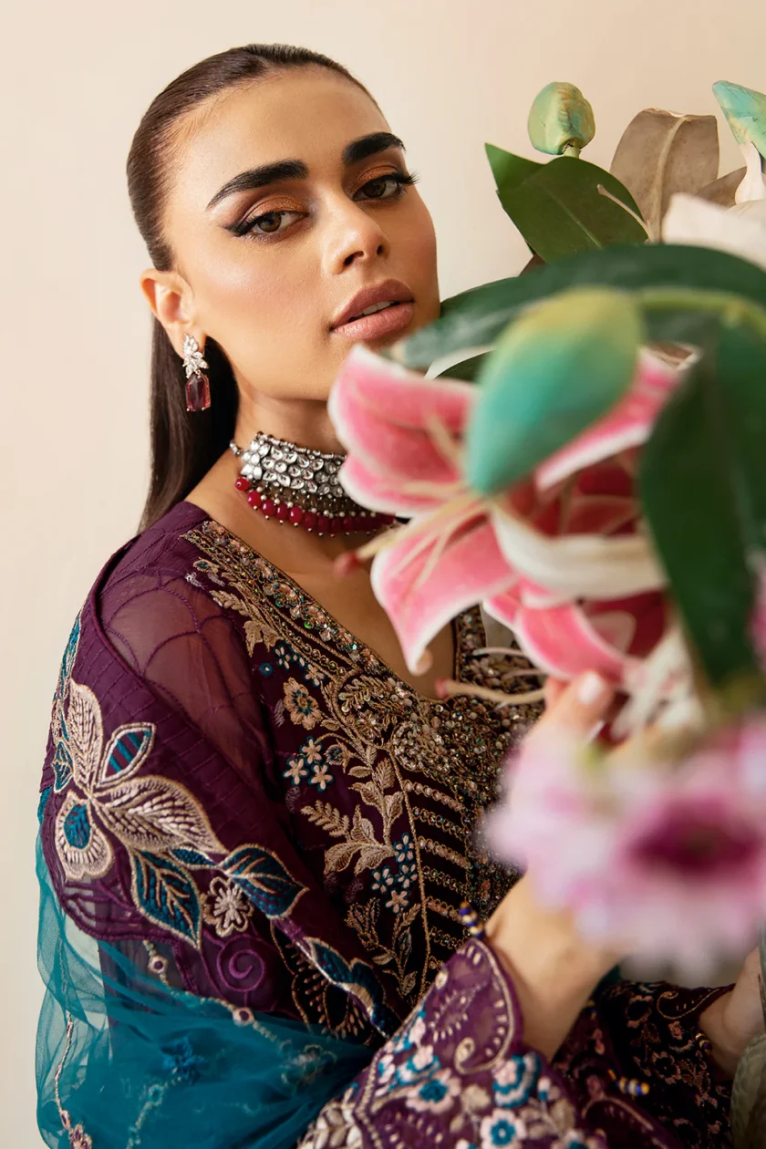 Ramsha Dastoor 3 Piece Chiffon Dress P102 - Image 3