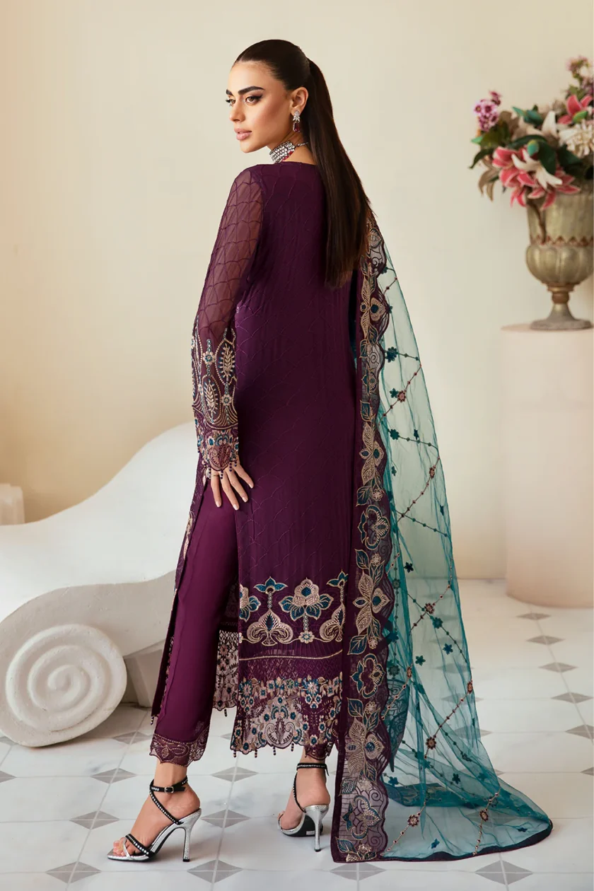 Ramsha Dastoor 3 Piece Chiffon Dress P102 - Image 5