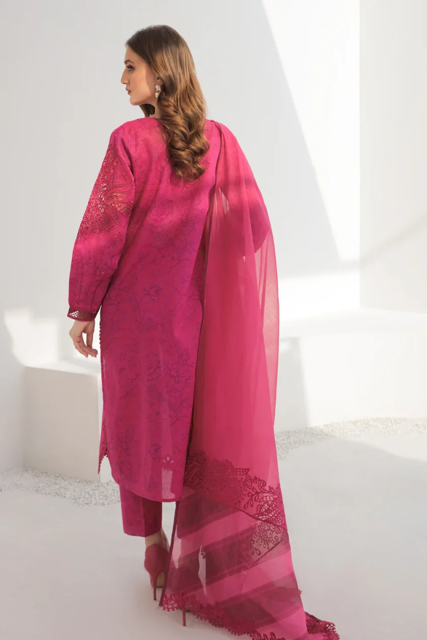 Baroque Unstitched 3 Pc Embroidered Lawn Dress - Image 3