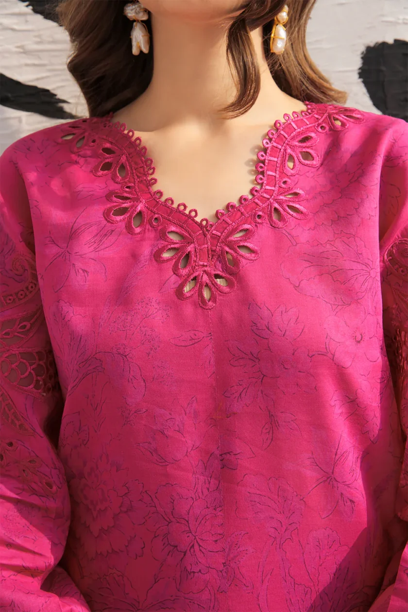 Baroque Unstitched 3 Pc Embroidered Lawn Dress - Image 5
