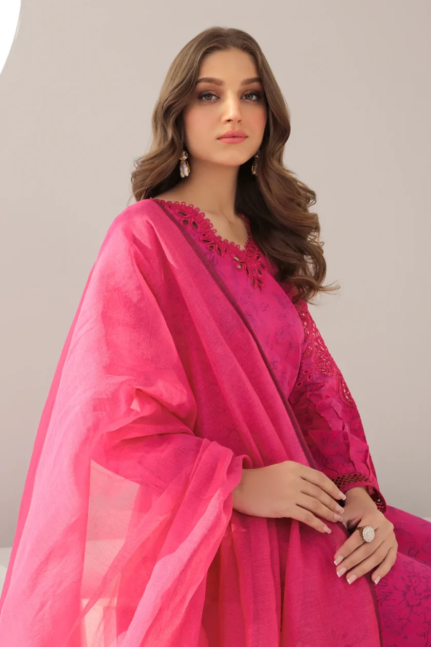 Baroque Unstitched 3 Pc Embroidered Lawn Dress - Image 6