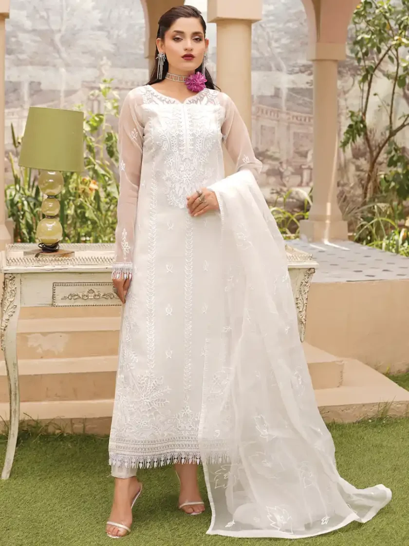stitched-embroidered-white-chiffon-dress