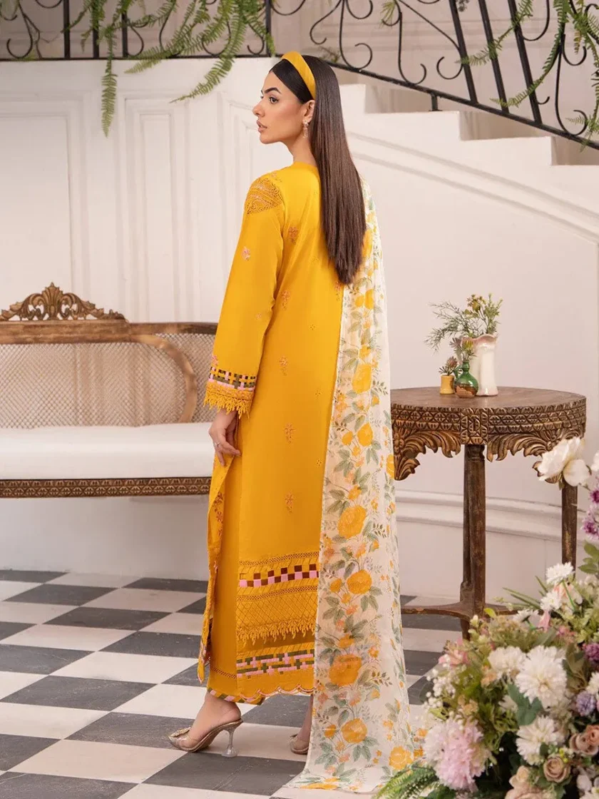 3 Piece Embroidered Lawn Dress GullJee Helen GH09 - Image 3