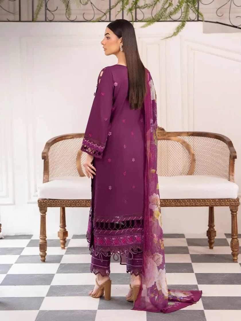 3 Piece Embroidered Lawn Dress GullJee Helen GH12 - Image 3