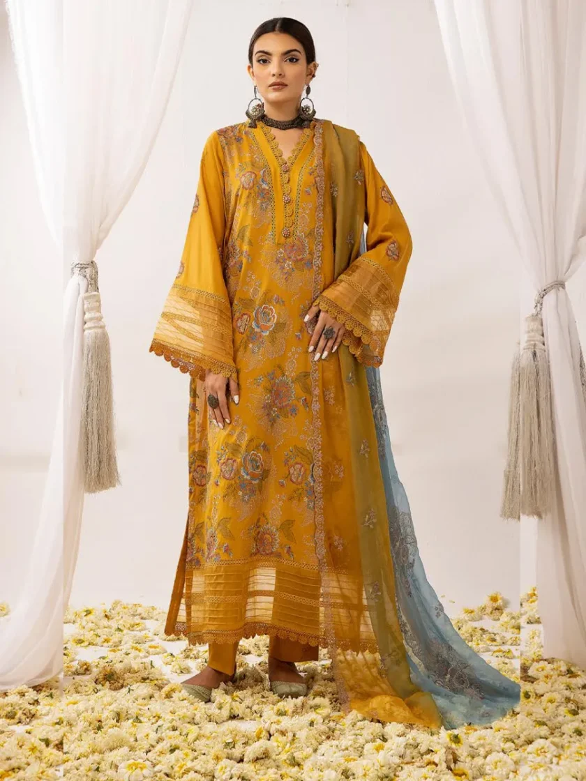 Khoobsurat Swiss 3 Piece Embroidered Lawn Dress KS1 - Image 3