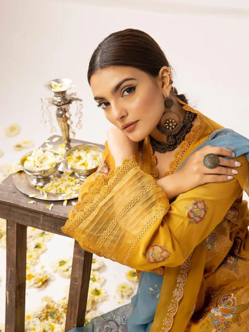 Khoobsurat Swiss 3 Piece Embroidered Lawn Dress KS1 - Image 4
