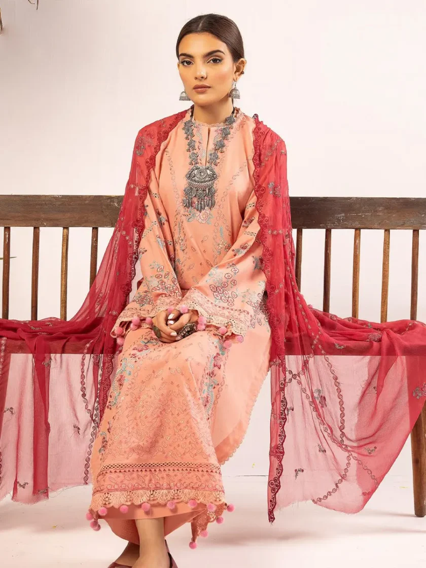 Khoobsurat Swiss 3 Piece Embroidered Lawn Dress KS2 - Image 2