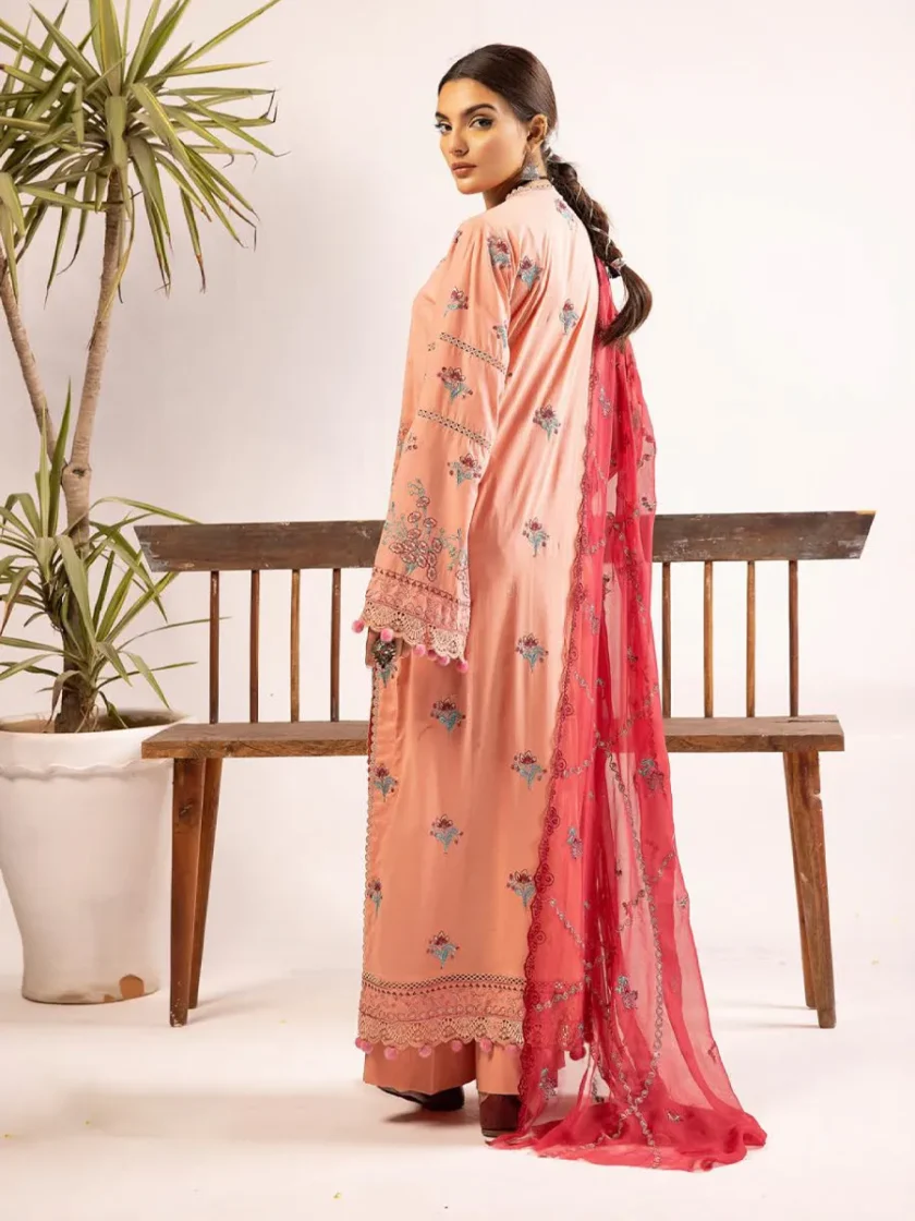Khoobsurat Swiss 3 Piece Embroidered Lawn Dress KS2 - Image 3