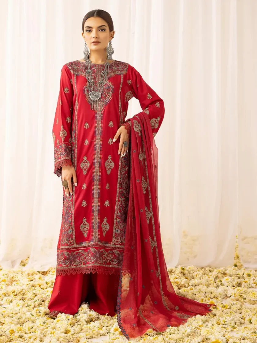 Khoobsurat Swiss 3 Piece Embroidered Lawn Dress KS3 - Image 3