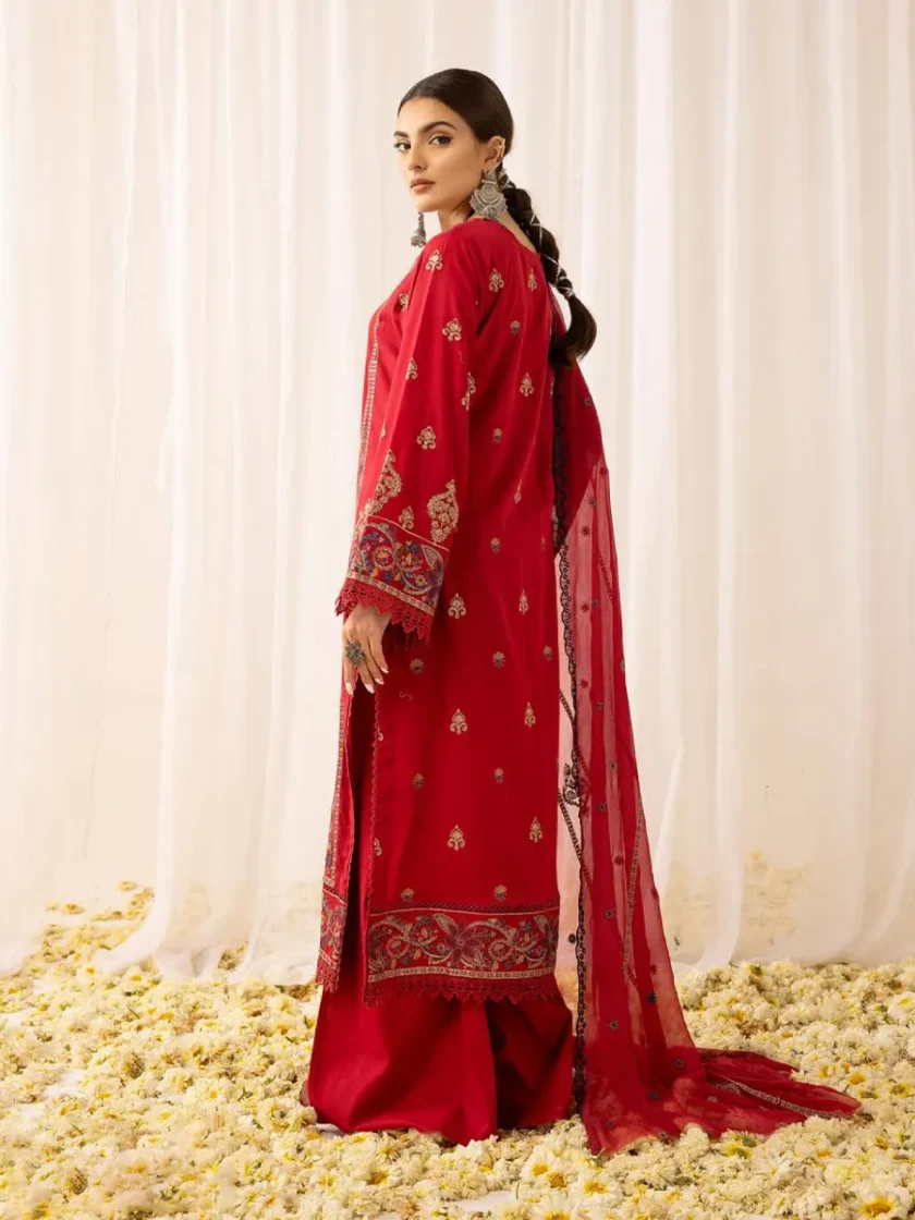 Khoobsurat Swiss 3 Piece Embroidered Lawn Dress KS3 - Image 4
