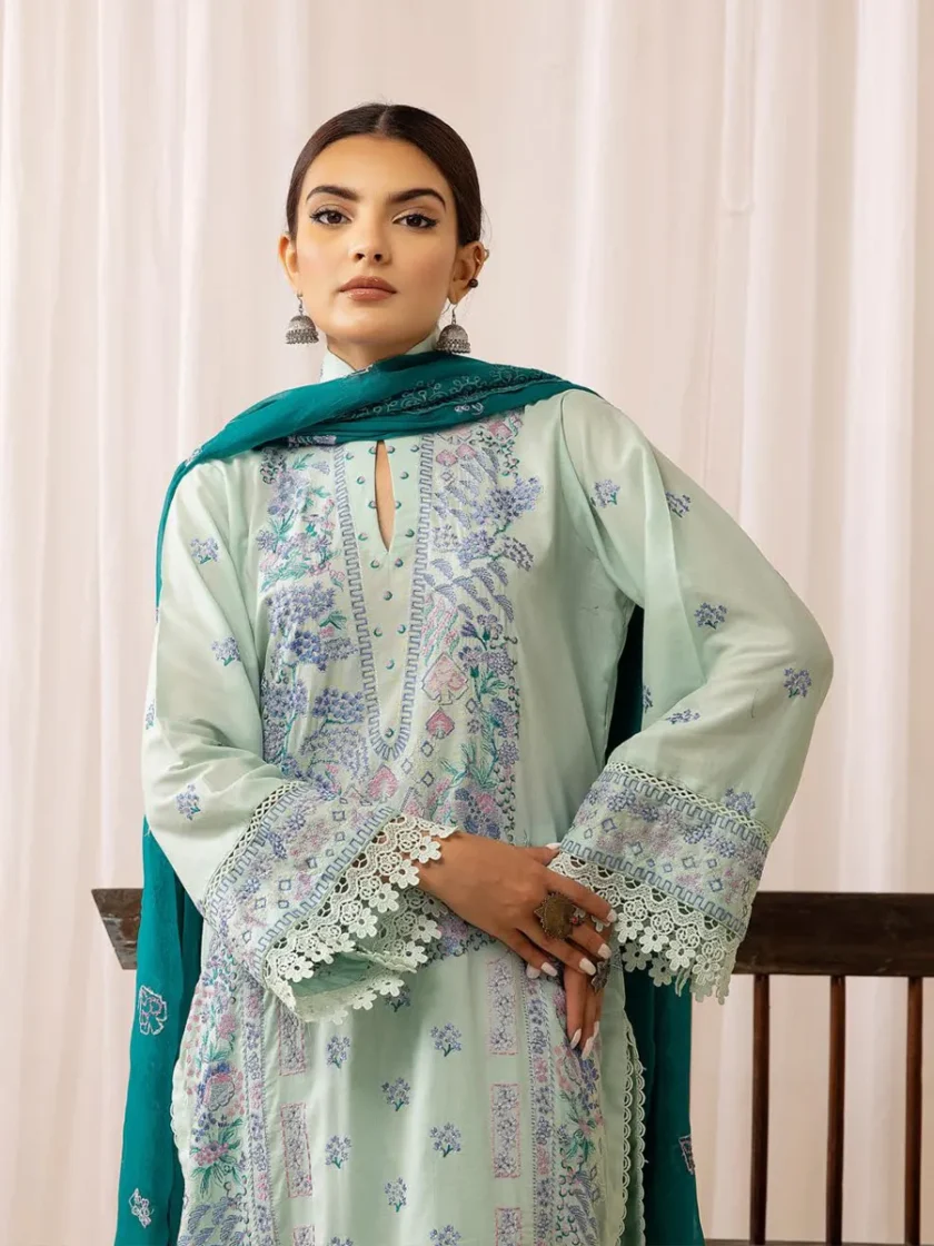 Khoobsurat Swiss 3 Piece Embroidered Lawn Dress KS4 - Image 2