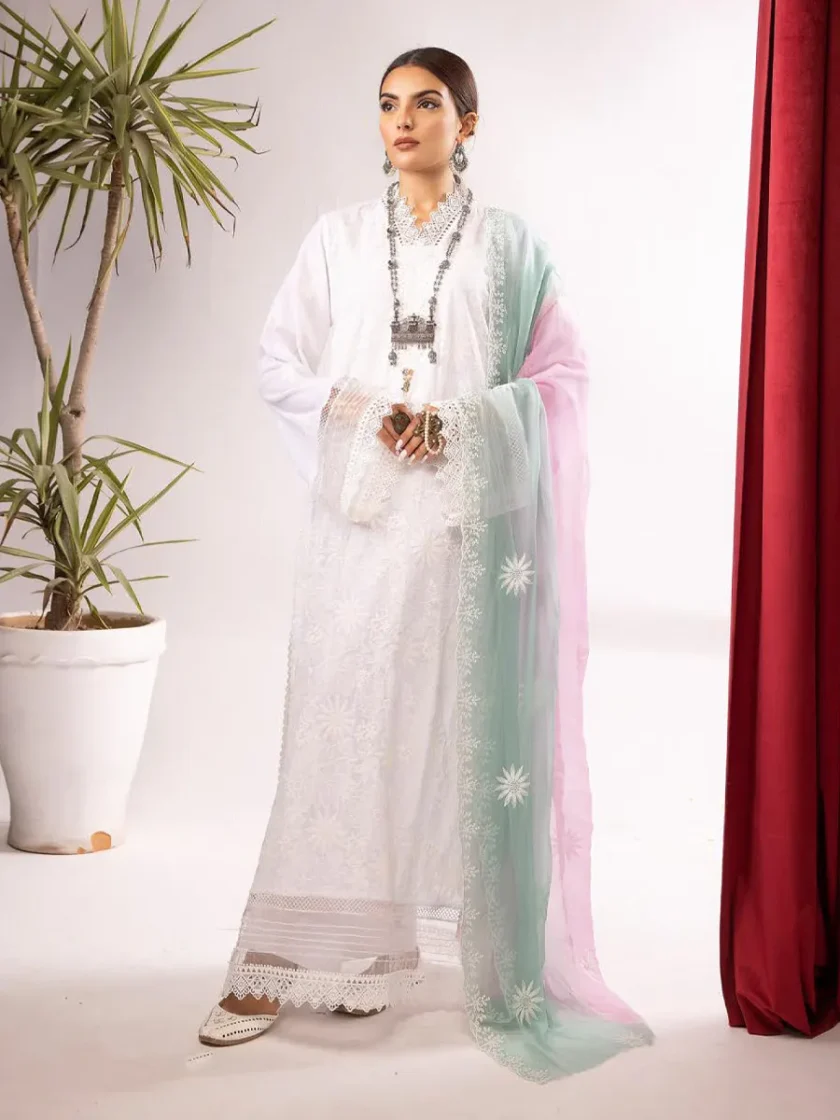 Khoobsurat Swiss 3 Piece Embroidered Lawn Dress KS6 - Image 3