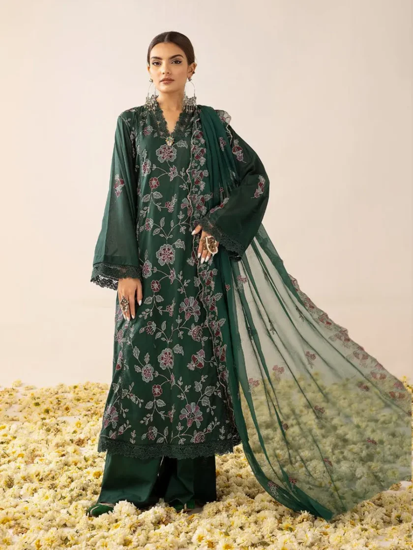 Khoobsurat Swiss 3 Piece Embroidered Lawn Dress KS7 - Image 3