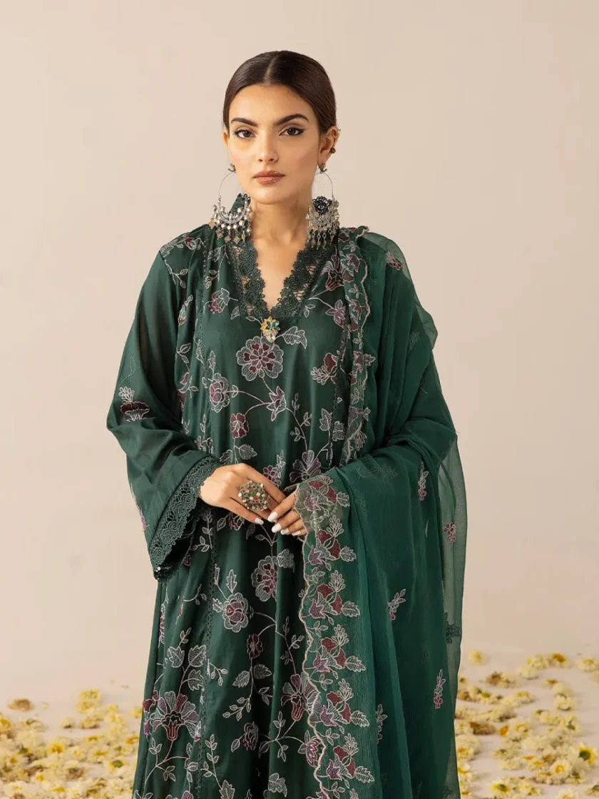 Khoobsurat Swiss 3 Piece Embroidered Lawn Dress KS7 - Image 4