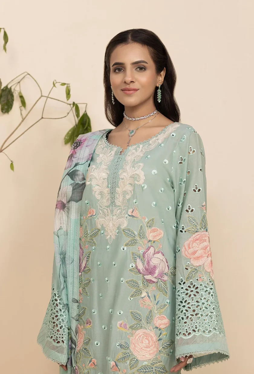 3 Piece Unstitched Lawn Dress Adans Libas Zaria 01 - Image 3