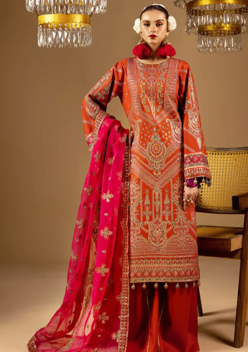 3 Piece Festive Lawn Dress Nazara Ishq by Minha - Image 7