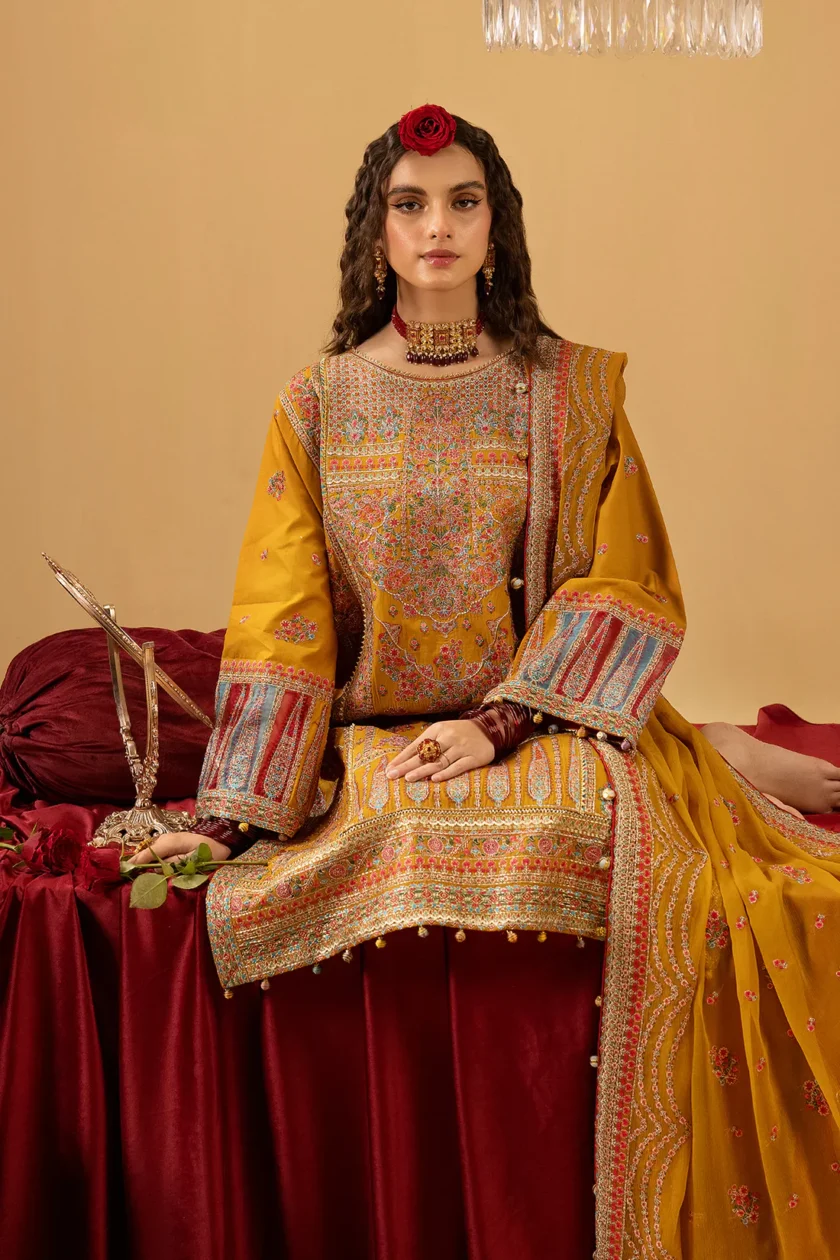 3 Piece Festive Lawn Dress Nazakat Ishq by Minha - Image 3