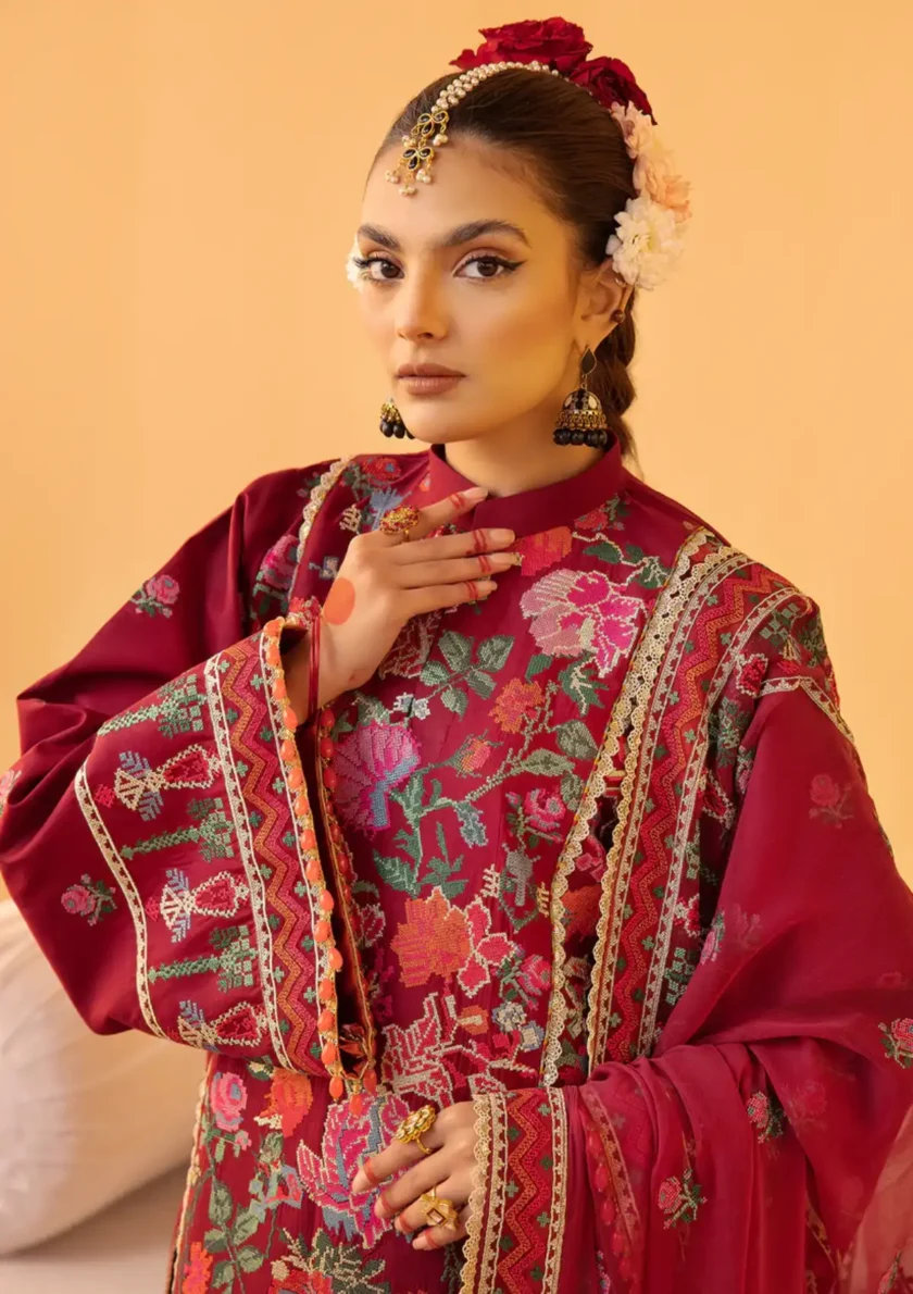 3 Piece Festive Lawn Dress Hayat Ishq by Minha - Image 3