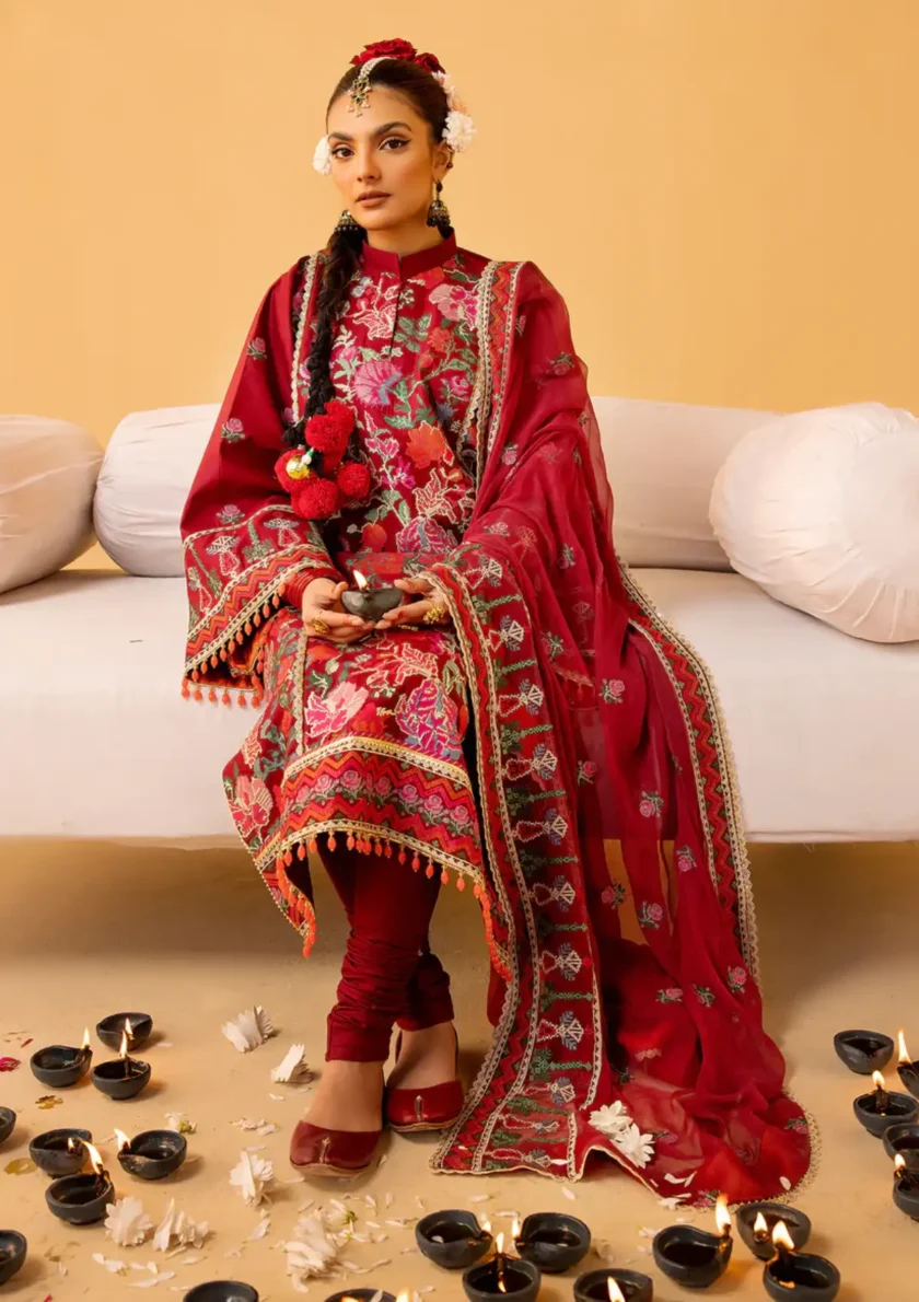 3 Piece Festive Lawn Dress Hayat Ishq by Minha - Image 4