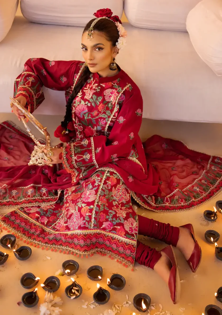 3 Piece Festive Lawn Dress Hayat Ishq by Minha - Image 5