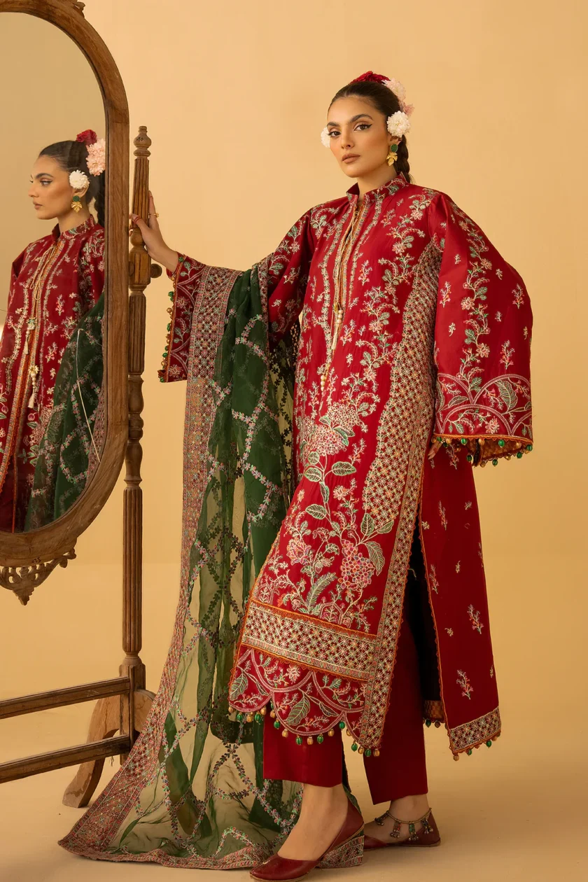 3 Piece Festive Lawn Dress Bahar Ishq by Minha - Image 2