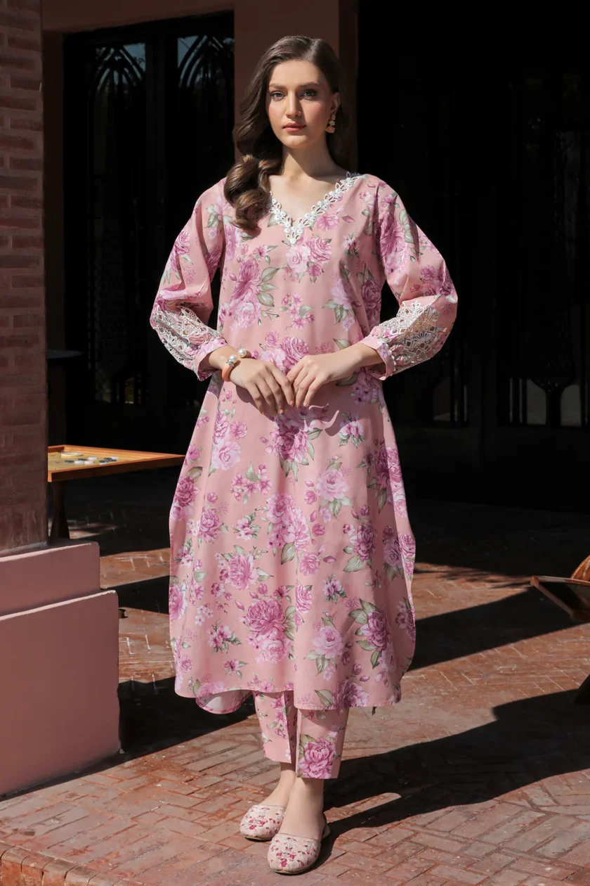 Baroque Unstitched 3 Piece Lawn Dress - Image 6