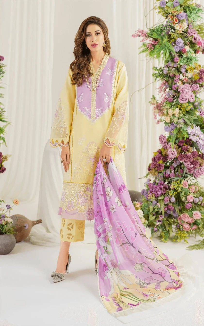 3Pc Unstitched Luxury Lawn Dress Versaila by Asifa Nabeel - Image 2