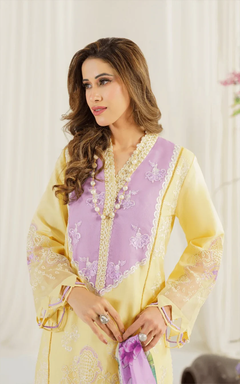 3Pc Unstitched Luxury Lawn Dress Versaila by Asifa Nabeel - Image 6