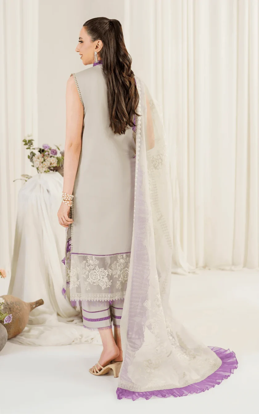 3Pc Unstitched Luxury Lawn Dress Daphne by Asifa Nabeel - Image 10