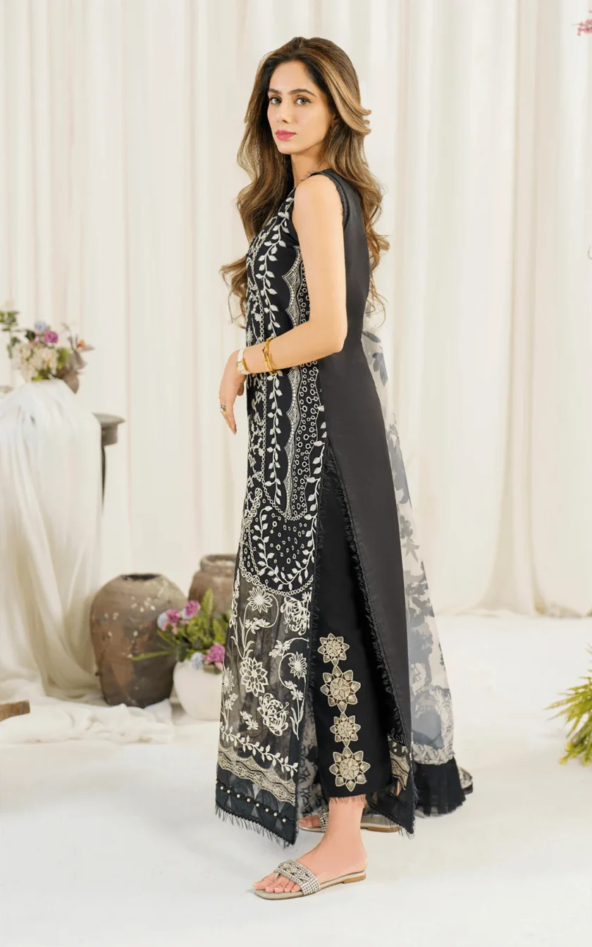 3Pc Unstitched Luxury Lawn Dress Dandelion by Asifa Nabeel - Image 5