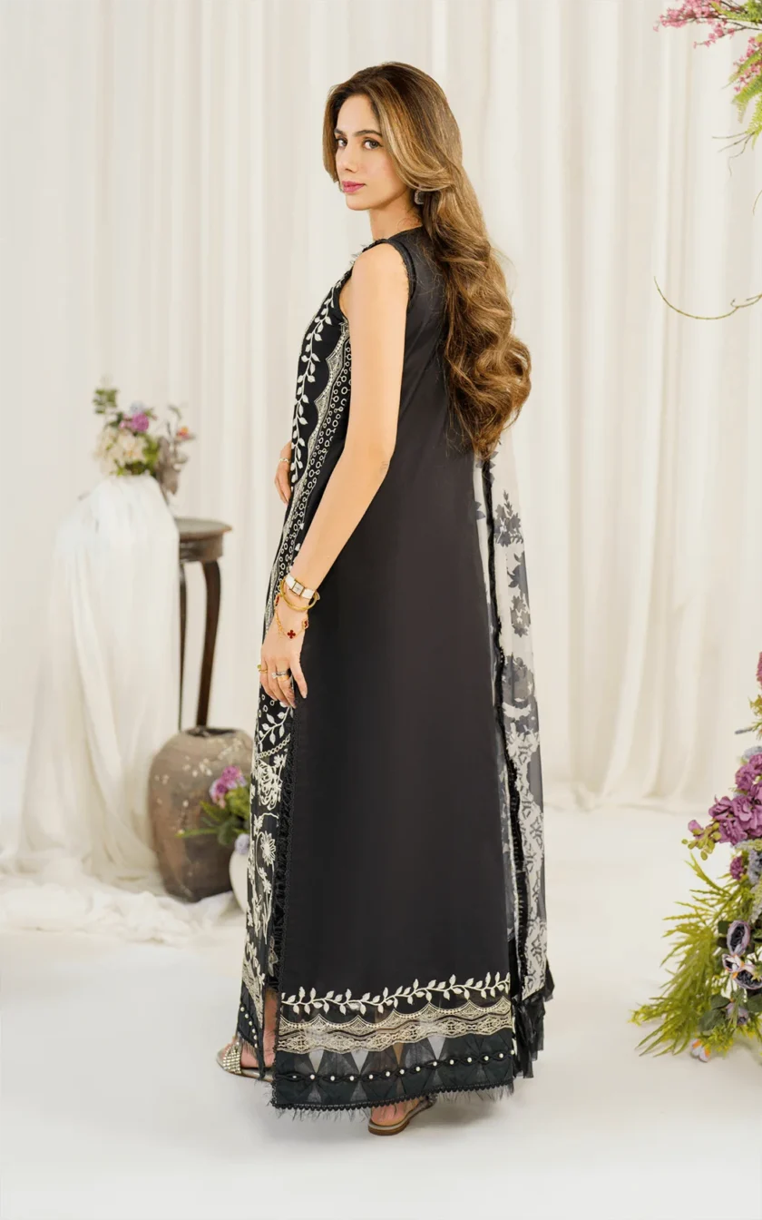 3Pc Unstitched Luxury Lawn Dress Dandelion by Asifa Nabeel - Image 8