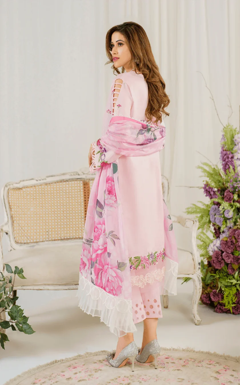 3Pc Unstitched Luxury Lawn Dress Sedum by Asifa Nabeel - Image 7