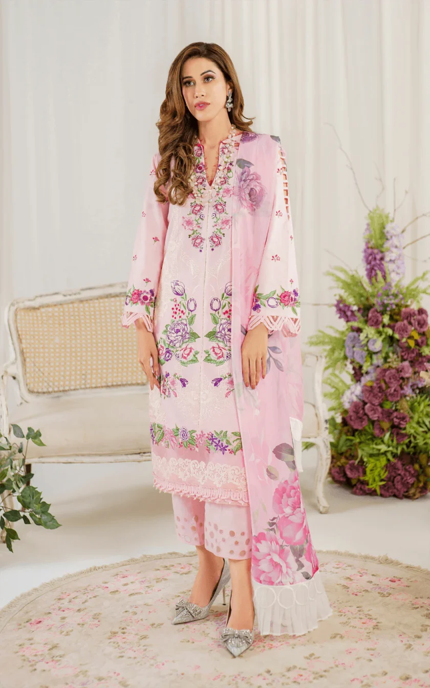 3Pc Unstitched Luxury Lawn Dress Sedum by Asifa Nabeel - Image 2