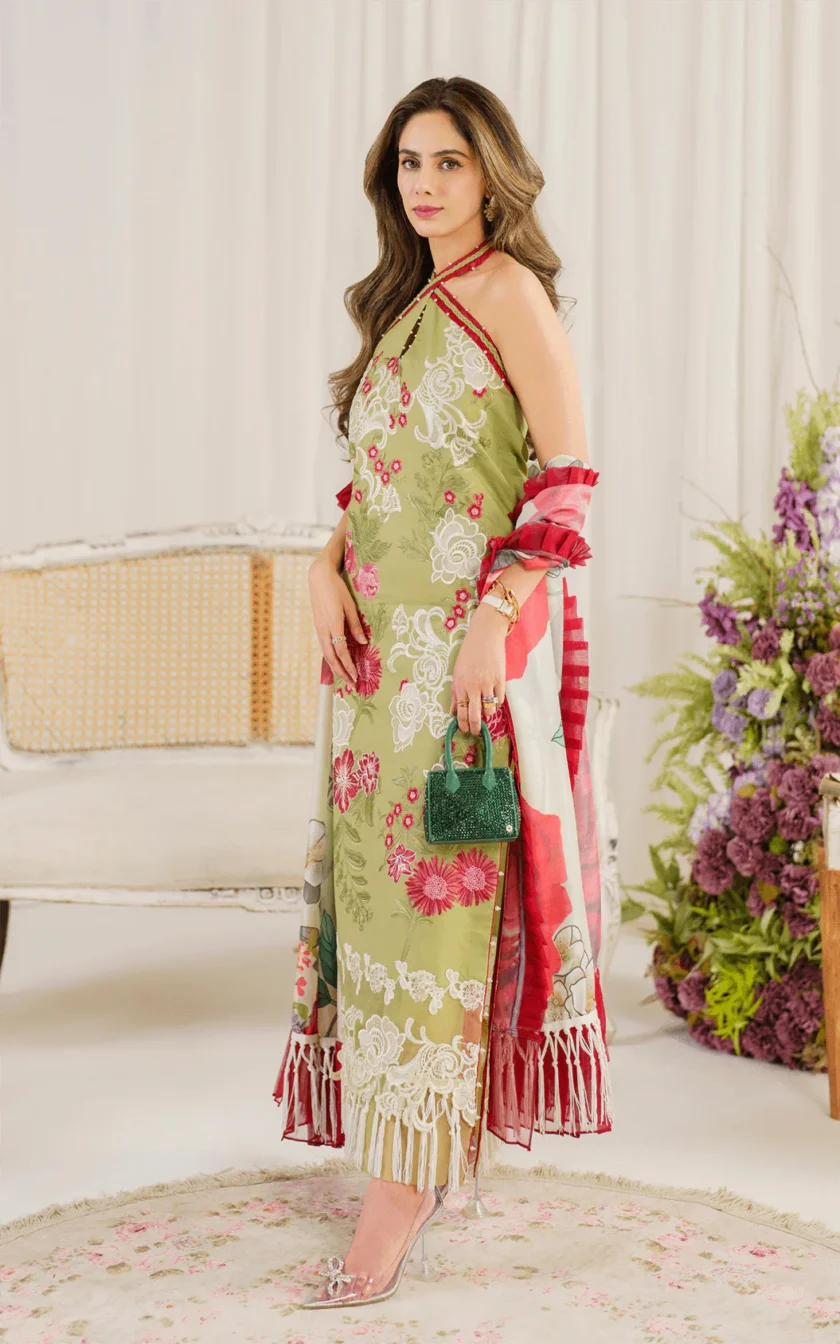 3Pc Unstitched Luxury Lawn Dress Cosmos by Asifa Nabeel - Image 2