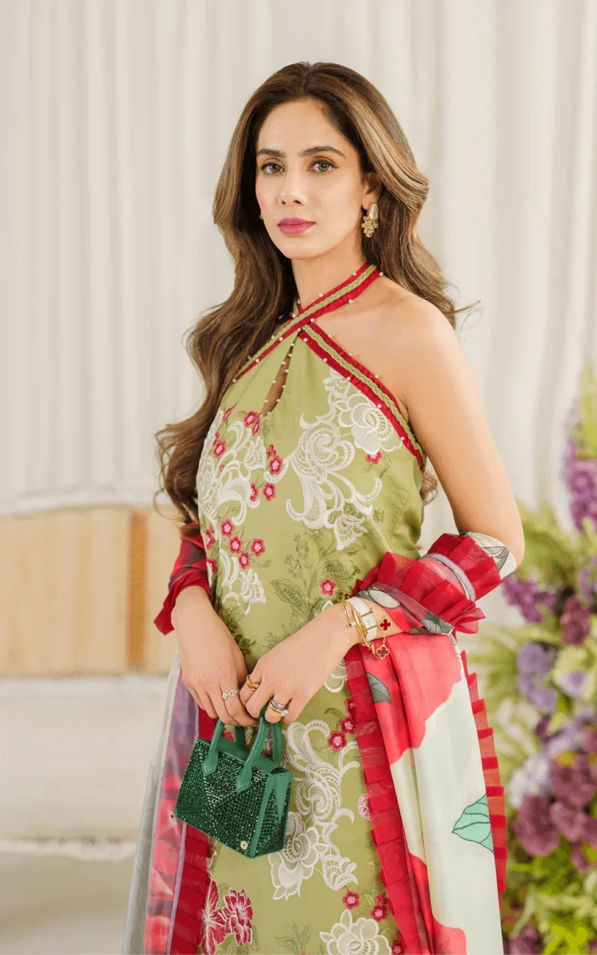 3Pc Unstitched Luxury Lawn Dress Cosmos by Asifa Nabeel - Image 7