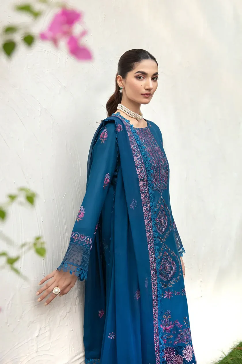 3 Pc Unstitched Embroidered Lawn Dress Ramsha Riwayat RR08 - Image 2