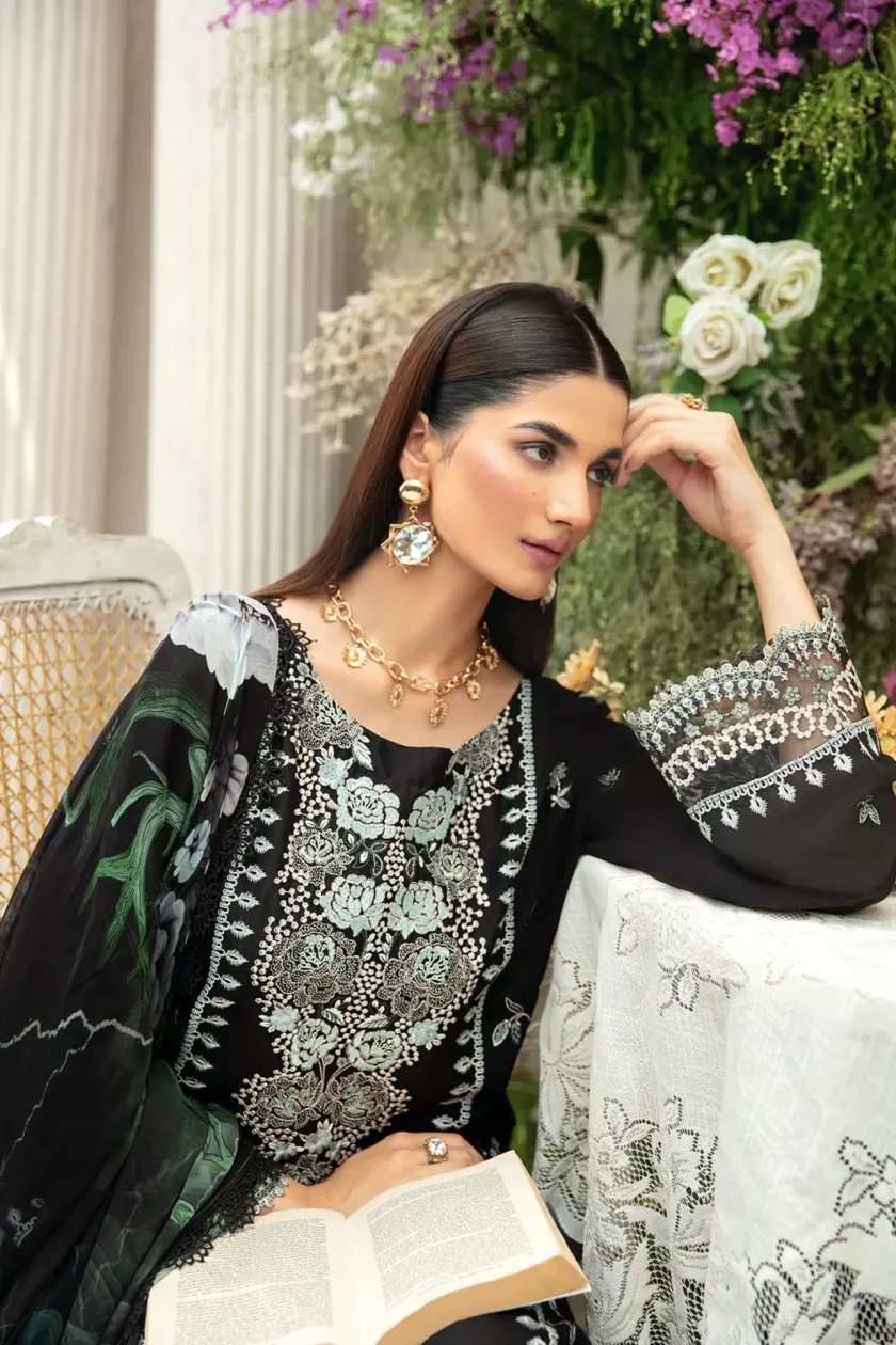 3 Pc Unstitched Embroidered Lawn Dress Ramsha Riwayat RR04 - Image 2