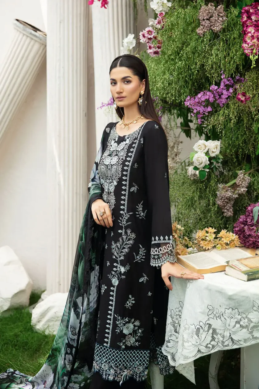 3 Pc Unstitched Embroidered Lawn Dress Ramsha Riwayat RR04 - Image 3