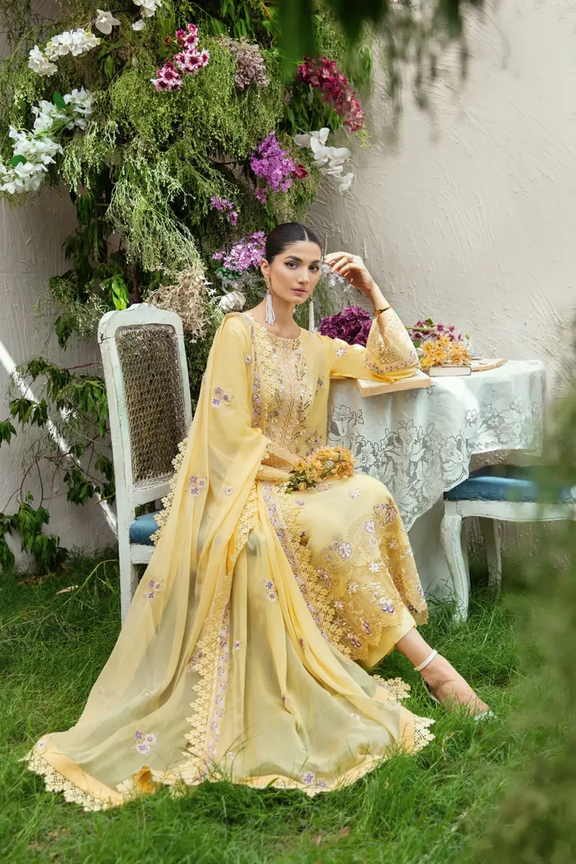 3 Pc Unstitched Embroidered Lawn Dress Ramsha Riwayat RR03 - Image 5