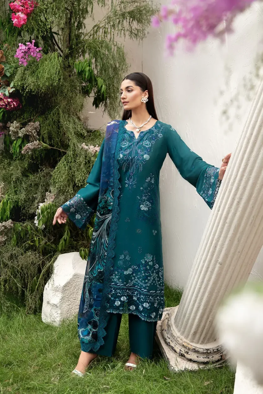 3 Pc Unstitched Embroidered Lawn Dress Ramsha Riwayat RR02 - Image 4