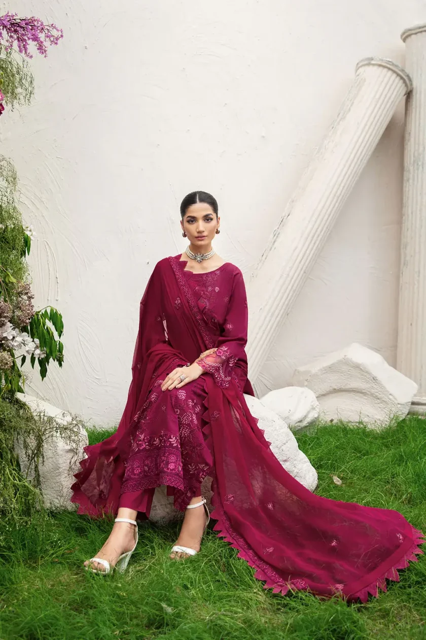 3 Pc Unstitched Embroidered Lawn Dress Ramsha Riwayat RR01 - Image 5