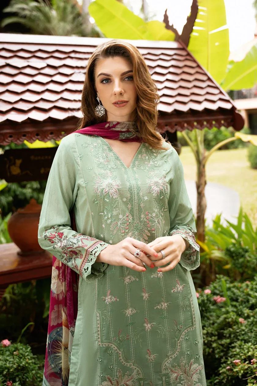 3 Pc Unstitched Embroidered Lawn Dress Ramsha Riwayat 1104 - Image 2