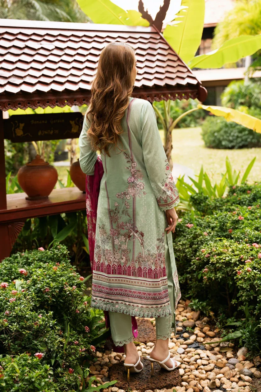 3 Pc Unstitched Embroidered Lawn Dress Ramsha Riwayat 1104 - Image 3