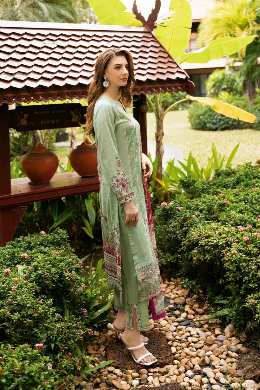 3 Pc Unstitched Embroidered Lawn Dress Ramsha Riwayat 1104 - Image 4