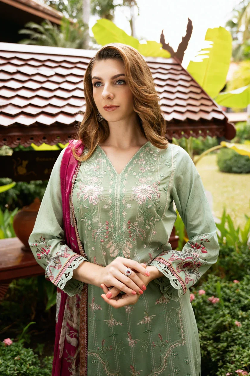 3 Pc Unstitched Embroidered Lawn Dress Ramsha Riwayat 1104 - Image 5