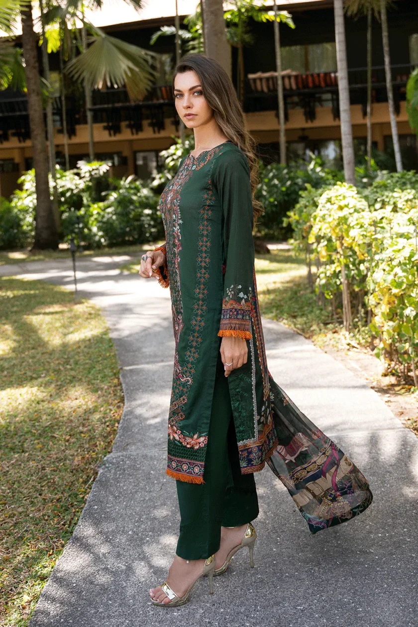 3 Pc Unstitched Embroidered Lawn Dress Ramsha Riwayat 1107 - Image 2