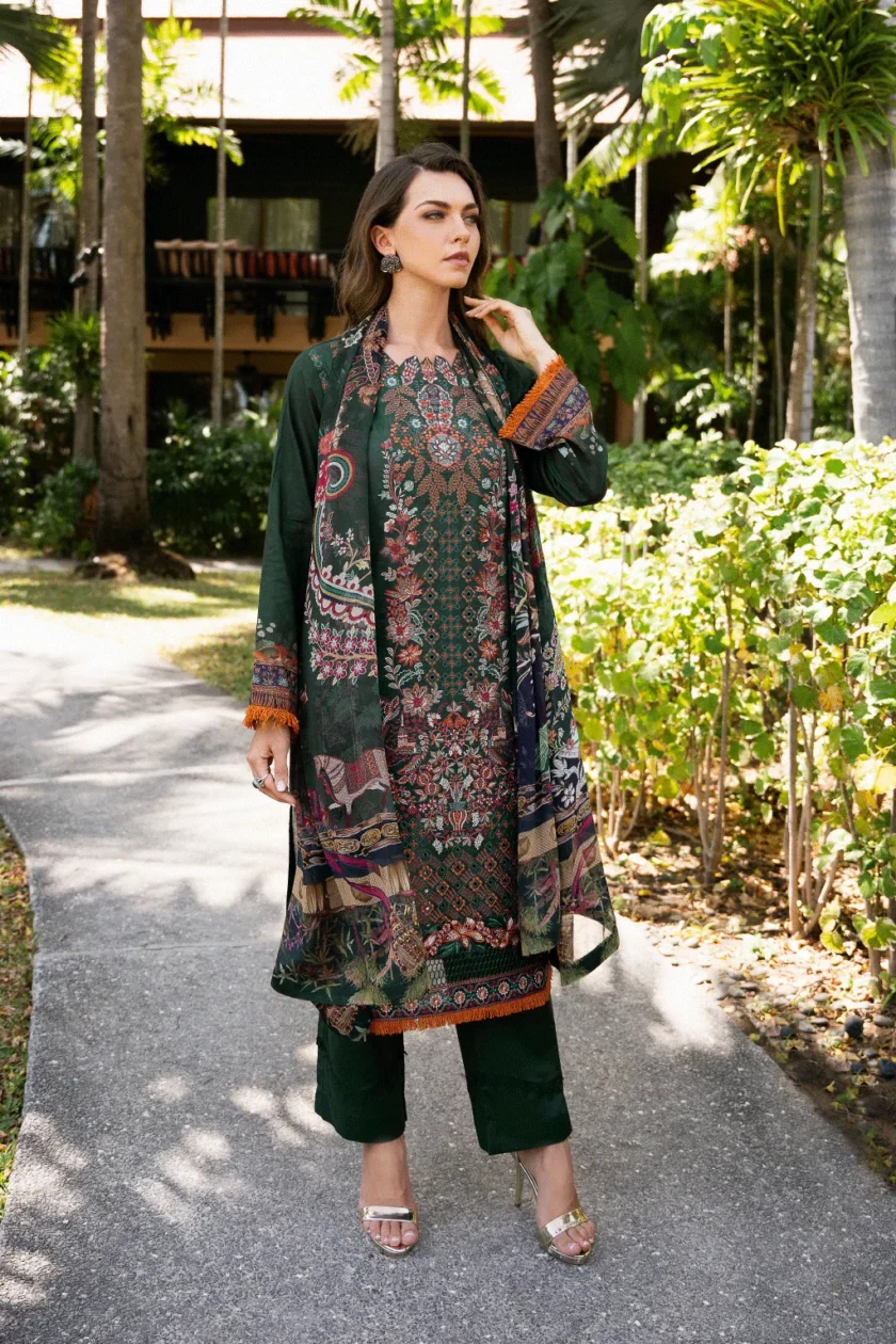 3 Pc Unstitched Embroidered Lawn Dress Ramsha Riwayat 1107 - Image 4