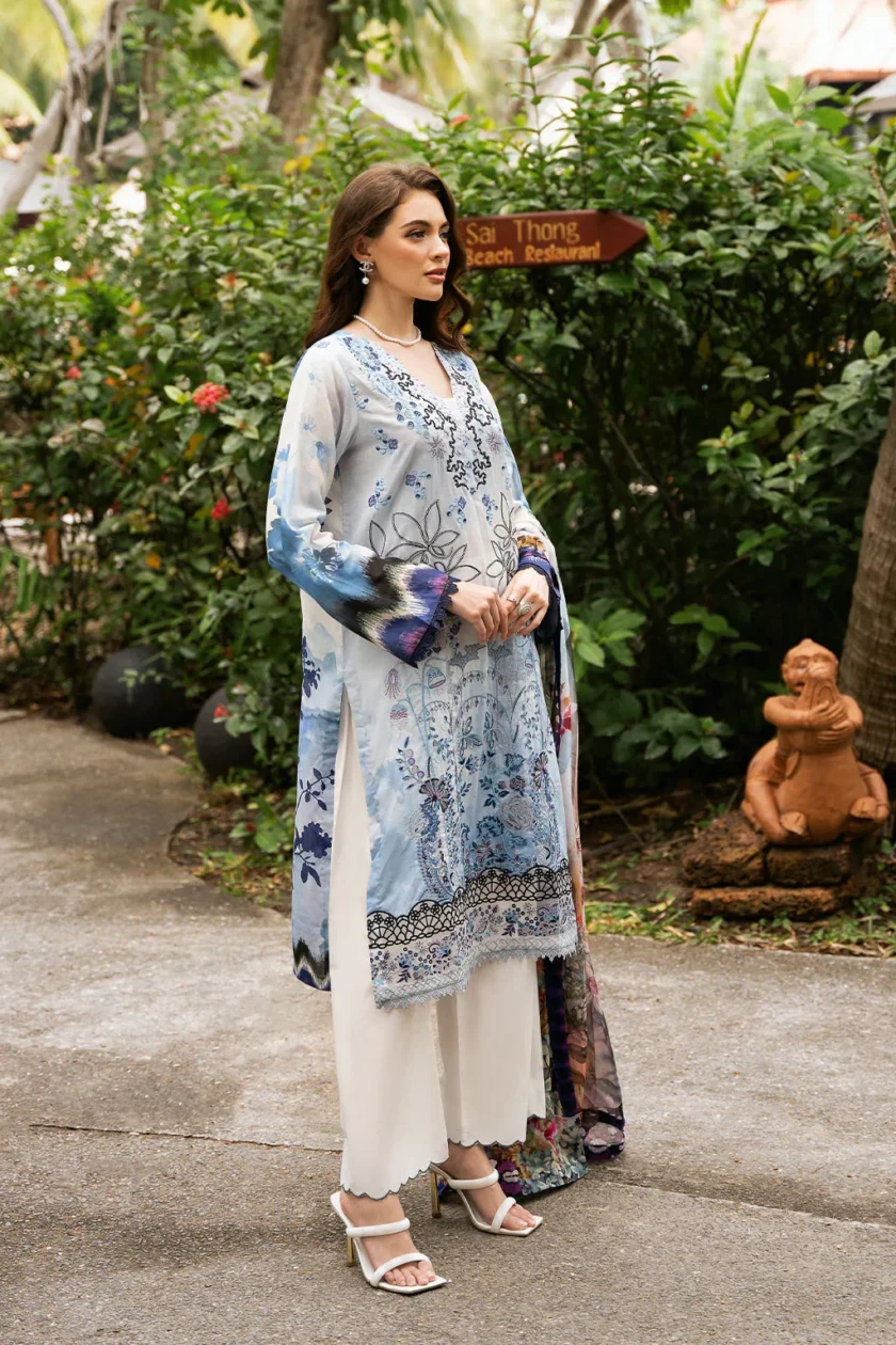 3 Pc Unstitched Embroidered Lawn Dress Ramsha Riwayat 1108 - Image 4